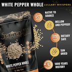 5Senses Malabar Whole White Pepper | Pimienta Blanca | Lullaby Whispers | 100% Natural, Non-GMO, Fairtrade Whole Spices, Gourmet Spice, Kosher and Vegan Spices (3.5oz/100g)