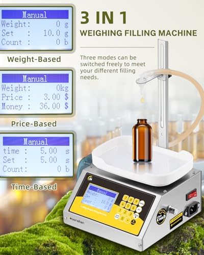 [2025 New Version] Liquid Filling Machine 2-300g Bottle Filler Machine Weight Filling Machine Peristaltic Pump Digital Control for Perfume, MCT Oil, Essential Oil, Nail Polish