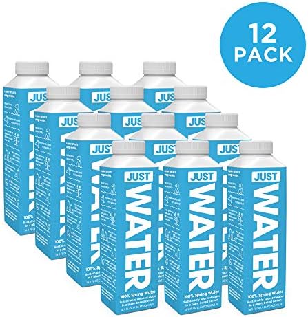 JUST Water, Premium Pure Still Spring Water in an Eco-Friendly BPA Free Plant-Based Bottle - Naturally Alkaline, High 8.0 pH - Fully Recyclable Boxed Carton, 16.9 Fl Oz (Pack of 12)