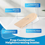 Adjustable Heel Lifts(3 Layers), 1/4' 1/2' 3/4' Height Increase Insoles for Leg Length Discrepancy - Small Shoe Lifts for Women, Shoe Inserts Comfort Half Foot Pads for Heel Pain - 1 Pair