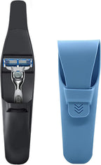 LinMei 2 Pack Silicone Razor Travel Case, Blue+Black, Compatible with Gillette, Parker, Merkur Razor