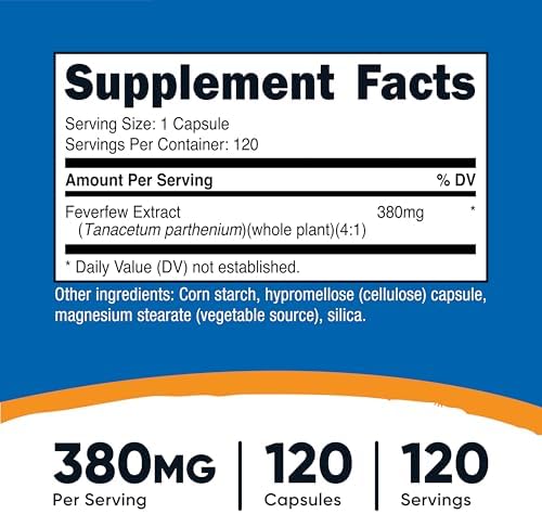 Nutricost Feverfew Capsules 380mg, 120 Capsules, Vegetarian Friendly, Non-GMO & Gluten Free