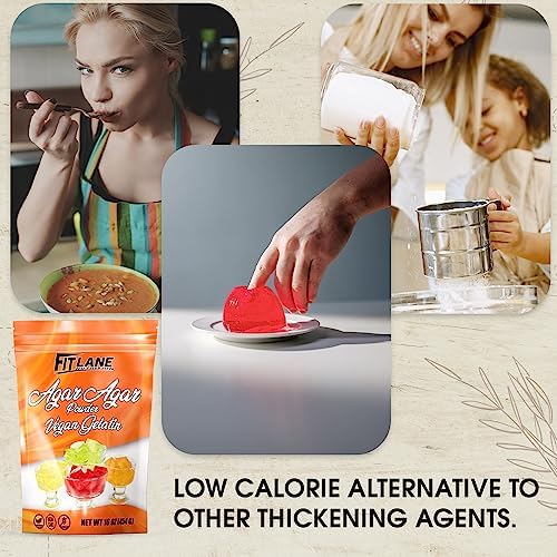 Agar Agar Powder 8oz - Vegan Gelatin Ingredient Unflavored - For Use in Baking, Vegetarian Jello, DIY Petri Dishes, as a Thickener and Gummy Candy Mixes – Nutrient Rich - by Fit Lane Nutrition