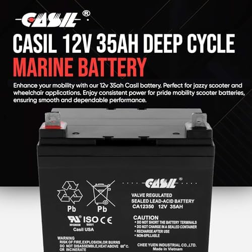 Casil 12V 35Ah SLA Battery – 2 Pack Replacement for Pride Mobility SC710 Victory 10 4-Wheel Scooter – U1 Group Size, AGM Deep Cycle Battery for Power Chairs & Mobility Devices