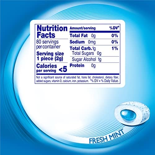 Mentos Pure Fresh Sugar-Free Chewing Gum with Xylitol, Fresh Mint Flavor, Easter Basket Essentials Stuffers for Kids and Adults, 90% Recyclable Paperboard Bottle, 80 Pieces