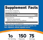Nutricost Guarana 1000mg Serving, 150 Vegetarian Capsules - Natural Herbal Brazilian Caffeine Energizer Supplement