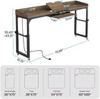 Height Adjustable Overbed Table with Wheels, Mobile Laptop Cart Computer Desk for Queen Size Bed