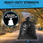 16-25 Gallon Trash Bags – Bulk 520 Count – Medium-Large Black Garbage Bags, One Size Fits 16, 20, 25 Gal Trash Can Liners for Bathroom, Kitchen, Home, Office & Commercial – Tear-Off Roll