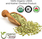 Organic Way Fennel Seed Whole (Foeniculum vulgare) - Improve Digestion | Organic & Kosher Certified | Raw, Vegan, Non GMO & Gluten Free | USDA Certified | Origin - India (1LBS / 16Oz)
