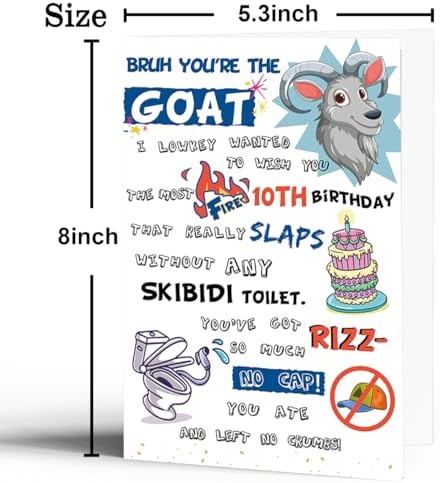 10th Birthday Card Gifts for Boys Girls Son Daughter, 10 Year Old Birthday Decorations for Nephew Niece, Teenagers with Gen Z Slang Meme-Inspired Design