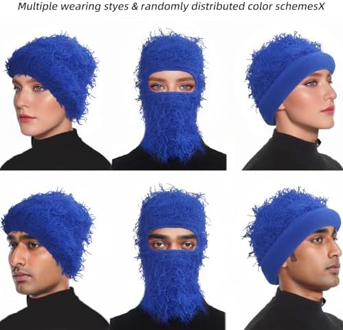 Ezovino Distressed Balaclava Ski Mask, Knitted Full Face Mask for Men/Women