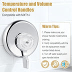 Dreyoo Temperature and Volume Control Handles Compatible with Mixet MXT14, Temperature Lever and Volume Control Handles Compatible with Mixet for Single Handle Tub and Shower Faucet (Clear)