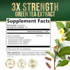 Green Tea Extract 1000mg Per Serving - Standardized 45% EGCG & 98% Polyphenols - 3X Strength Green Tea Pills for Energy, Supports Heart Health, Herbal Supplement, Vegan, Bottled in USA - 240 Capsules