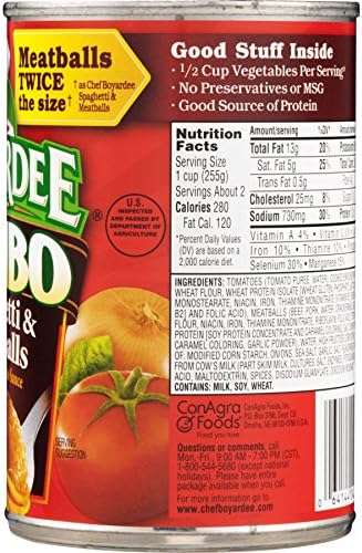 b'Chef Boyardee, Jumbo Spaghetti and Meatballs, 14.5-Ounce Can (Pack of 6)'
