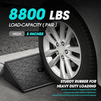 DNA Motoring 2pcs 3" Rise Rubber Curb Ramp Heavy Duty Loading Driveway Ramp Threshold Ramp 38.6" L x 6.7" W x 3" H for Loading Dock, Warehouse, Motorcycles, Cars, TOOLS-00644