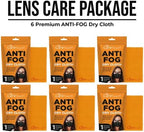 Care Touch Anti-Fog Dry Cloth - Anti Fog Wipes for Glasses - Individually Wrapped Suede Microfiber Cloth - Safe for All Lenses - 24-Hours Fog Free - Care Touch Lens Wipes - Eyeglass Cloth for Cleaning