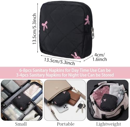 Period Bag Sanitary Napkin Storage Bag, Portable Menstrual Cup Pouch Period Bags for Womens, Tampons Holder, Pad Bags, Feminine Care for Purse with Zipper