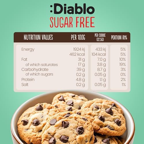Diablo Sugar Free Chocolate Chip Cookies 150 g (Pack of 4)