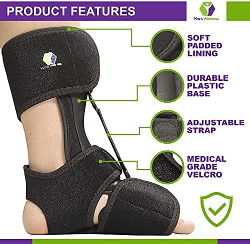 MARS WELLNESS Comfort Dorsal Night Splint - Pain Relief from Plantar Fasciitis, Drop Foot, and Achilles Tendinitis - Large
