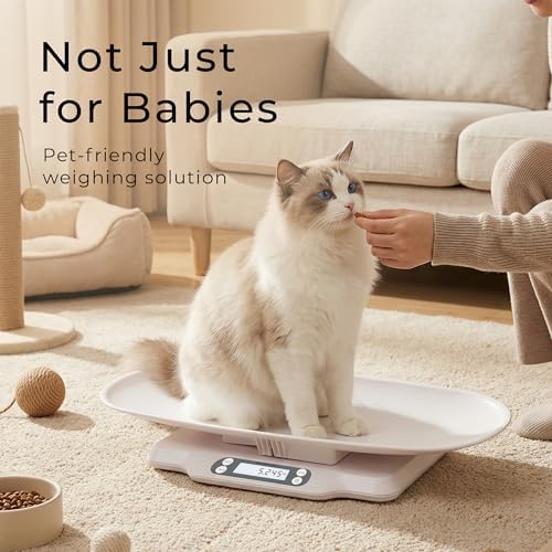 Baby Scale for Weighing, Multi-Function Infant & Pet Scale with Hold Function,Curved Removable Tray,Weight Tracking, Max 66 Lbs, Accurate Digital Scale for Newborns,Toddlers,Puppy,Cat, Auto Off