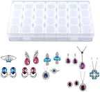 Pill Organizer - Medicine Organizer - Vitamin Organizer - Plastic - Clear - 28 Slots - Adjustable Jewelry Storage Box Container