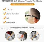 SMARTTOP Soft Silicone Eyeglasses Temple Tips Sleeve Retainer,Anti-Slip Elastic Comfort Glasses Retainers For Spectacle Sunglasses Reading Glasses Eyewear (6Pairs Black)