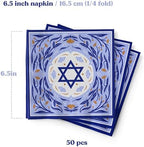 LA MAGA 50PCS Passover Napkins Party Decorations, Decorative Paper Napkins, Cocktail Napkins for Jewish Holidays, Happy Passover Seder Table Decoration, Party Decorations, Bar Mitzvah Decorations