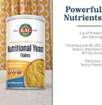 KAL Nutritional Yeast Flakes, Fortified with B12, Folic Acid & Other B Vitamins, Unsweetened, Great Nutty Flavor, Vegan & Gluten Free, 60-Day Money Back Guarantee, Made in the USA, 34 Servings, 12oz