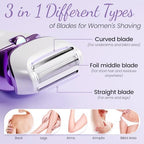 PRITECH Electric Razor for Women - Rechargeable Shaver for Women Portable Lady Shaver for Legs, Arm, Underarms, Bikini, USB Rechargeable, Wet & Dry Waterproof Bikini Trimmer for Woman, Purple