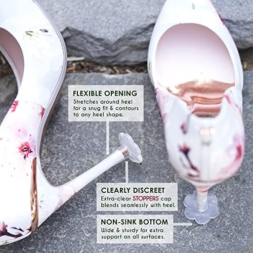 GoGoHeel STOPPERS Heel Protectors – Clear Heel Covers for High Heels, Stop Sinking on Grass – Made in USA (XX-Small, 1 Pair)