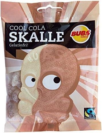 20 Bags x 90g of Bubs Godis Cool Cola - Skalle - Skallar - Original - Swedish - Sour - Cool Cola Skull - Gelatine Free - Wine Gums - Candy