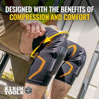Klein Tools 60624 Knee Pad Compression Sleeve, Knee Support for Construction, Workers and Athletes, Black, L/XL