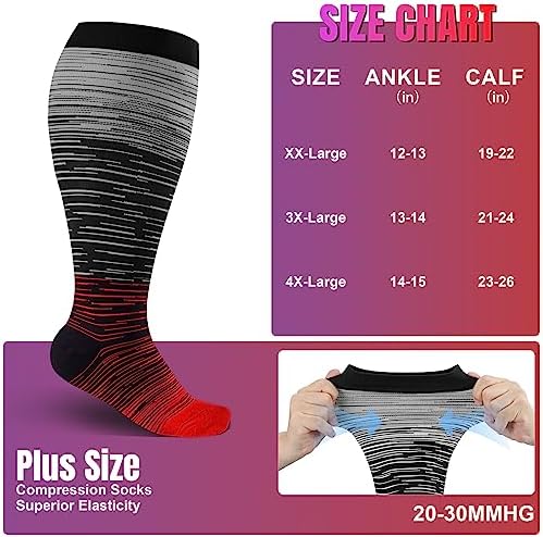 Plus Size Compression Socks Wide Calf for Women & Men 20-30 mmhg-Extra Wide Calf Knee High Support Socks