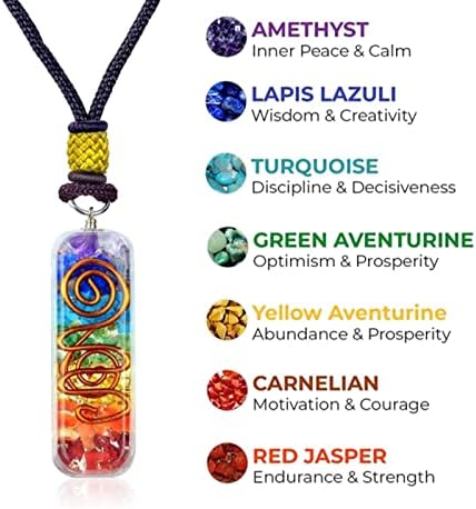 Orgonite Crystal Handmade Seven Chakra Pendant with Adjustable Cord - Orgone Healing Stone Necklace for Spiritual Balance, Meditation, Yoga, Reiki, Gift for Men and Women