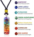 Orgonite Crystal Handmade Seven Chakra Pendant with Adjustable Cord - Orgone Healing Stone Necklace for Spiritual Balance, Meditation, Yoga, Reiki, Gift for Men and Women