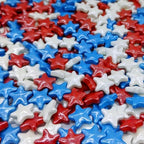 10mm Red & Blue & White Sprinkles Edible Stars Cake Decorating Stars Cake Decorations Cupcake Toppers Cookie Decorating Perfect for Cakes,Cupcakes,Desserts Toppings 3OZ