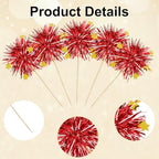 Foil Firework Cupcake Toppers, 30 PCS Red Birthday Cupcake Toppers Cake Decorations, Sparkle Tinsel Star Cupcakes Picks for Valentine's Day, Wedding, Engagement, Birthday Party Decorations Supplies