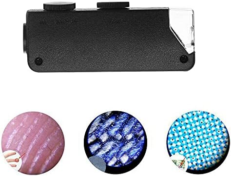 Mini 60X - 100X Zoom LED Lighted Microscope Jewelers Loupe Magnifying Glass for Jewelry Coins Gems Stamps Watches Rocks
