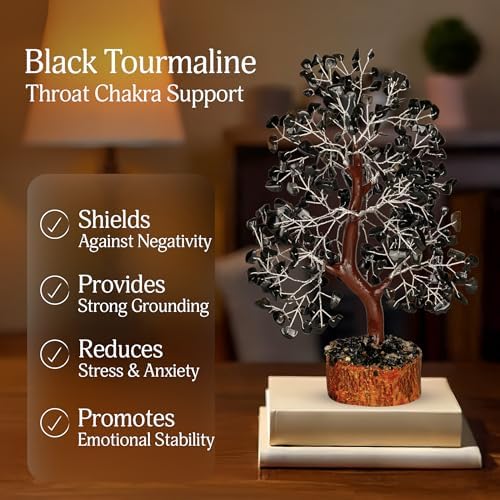Black Tourmaline Crystal - Money Tree, Bonsai Tree, Black Tree, Tree of Life Decor, Chakra Tree of Life, Energy Gifts for Women, Crytals and Gemstones