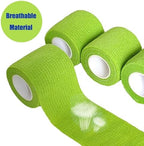 6 Pack 2 Inches Self Adhesive Wrap Bandage Self Adherent Cohesive Bandage Tape Stretch Vet Wrap Breathable Athletic Tape for Sports, Wrist, Ankle（Green）