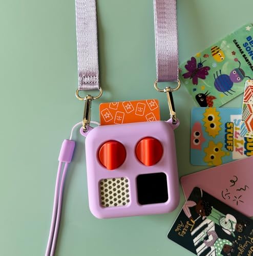 Upgraded Silicone Case with Shoulder Strap for Yoto Mini Adventure Jacket Yoto Accessories Protective Silicone Cover with Wrist Lanyard, Light Purple