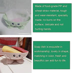 2 Pack Soap Dish Soap Bar Holder Box Storage Container Saver Draining Tray Wheat Straw Material Cartoon Panda Shape for Kids Children Shower Bathroom Kitchen Countertop (Pink + Green)
