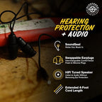 Plugfones Guardian Earplug Headphones - OSHA Compliant Noise-Reducing in-Ear Headphones with Hearing Protection - Wired Hybrid Design for Work and Travel - Includes Silicone & Foam Earplugs - Black