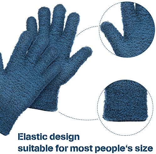 Patelai 2 Pairs Microfiber Gloves for plants Dusting Cleaning Glove Mittens House Cars Blinds Dusting(Blue, Grass Green,Large)