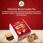 Carolina Cookie Company Valentine Teddy Bear Cookie Tin - 12 Gourmet Fresh Baked Cookies Gift Box - Romantic Sweet Treats for Valentine’s Day, Couples, Family, and Friends