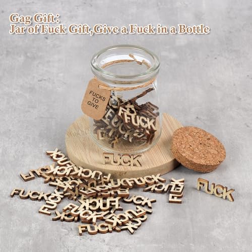 Fucks to Give Gift Jar,Fuck Wooden Cutout Letter Piece Bad Mood Vent Spoof Birthday Day,Holiday, Gag Gifts to Friend,Funny Gift,Valentines Day.