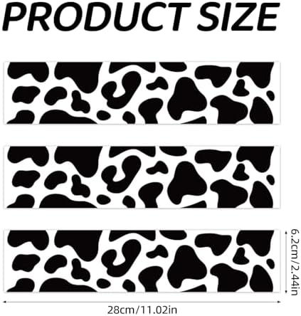 3pcs Cow Print Edible Cake Borders, 11.02x2.44in Cute Edible Wrap Strips Pre-Cut Glutinous Rice Paper Birthday Cake Decorations Cow Theme Birthday Party Decor Supplies