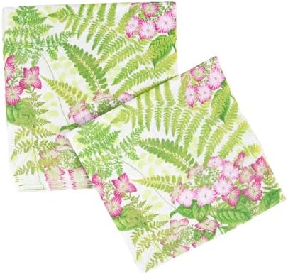 Caspari Fern Garden Dinner Napkins - 20 Per Package, 2 Packs