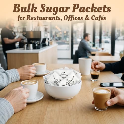 Sweetmo Sugar Packets 1000 Count – Pure Cane White Granulated Sugar Packets, Individual Wrapped, Bulk Packets for Coffee, Restaurants, Office, Cafés & Food Service