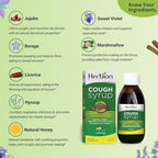 HERBION Naturals Cough Syrup with Honey, Relieves Cough & Soothes Sore Throat, Optimizes Immune, Promotes Lung Function, for Adults & Kids 13 Months+, 5 Fl Oz, Pack of 1